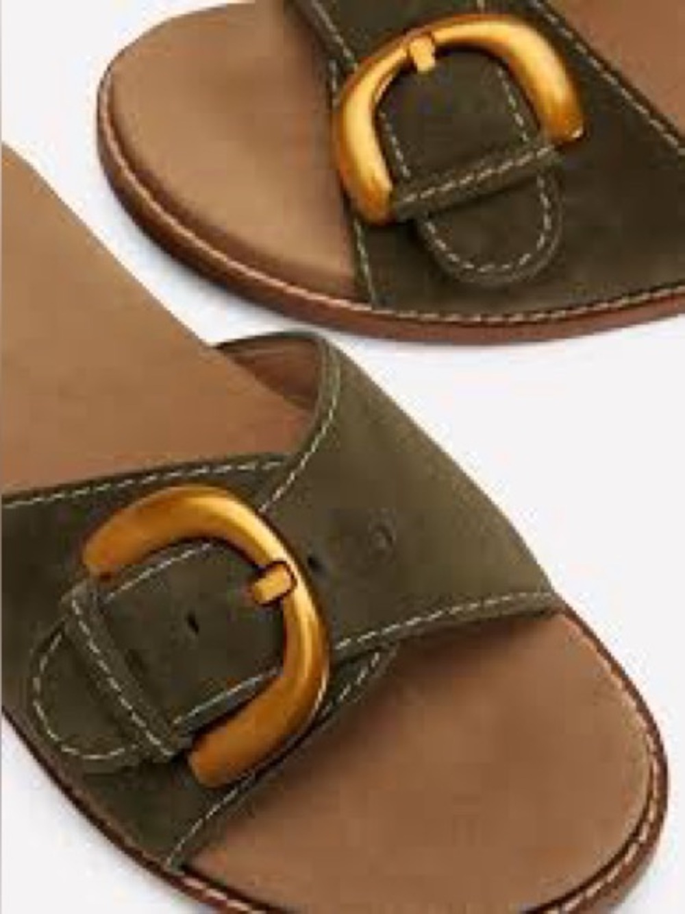 Boden Olive Green suede  Hardware Mules Slides  size 38